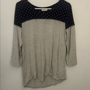 Maurices Black and Gray Striped Long Sleeve Top